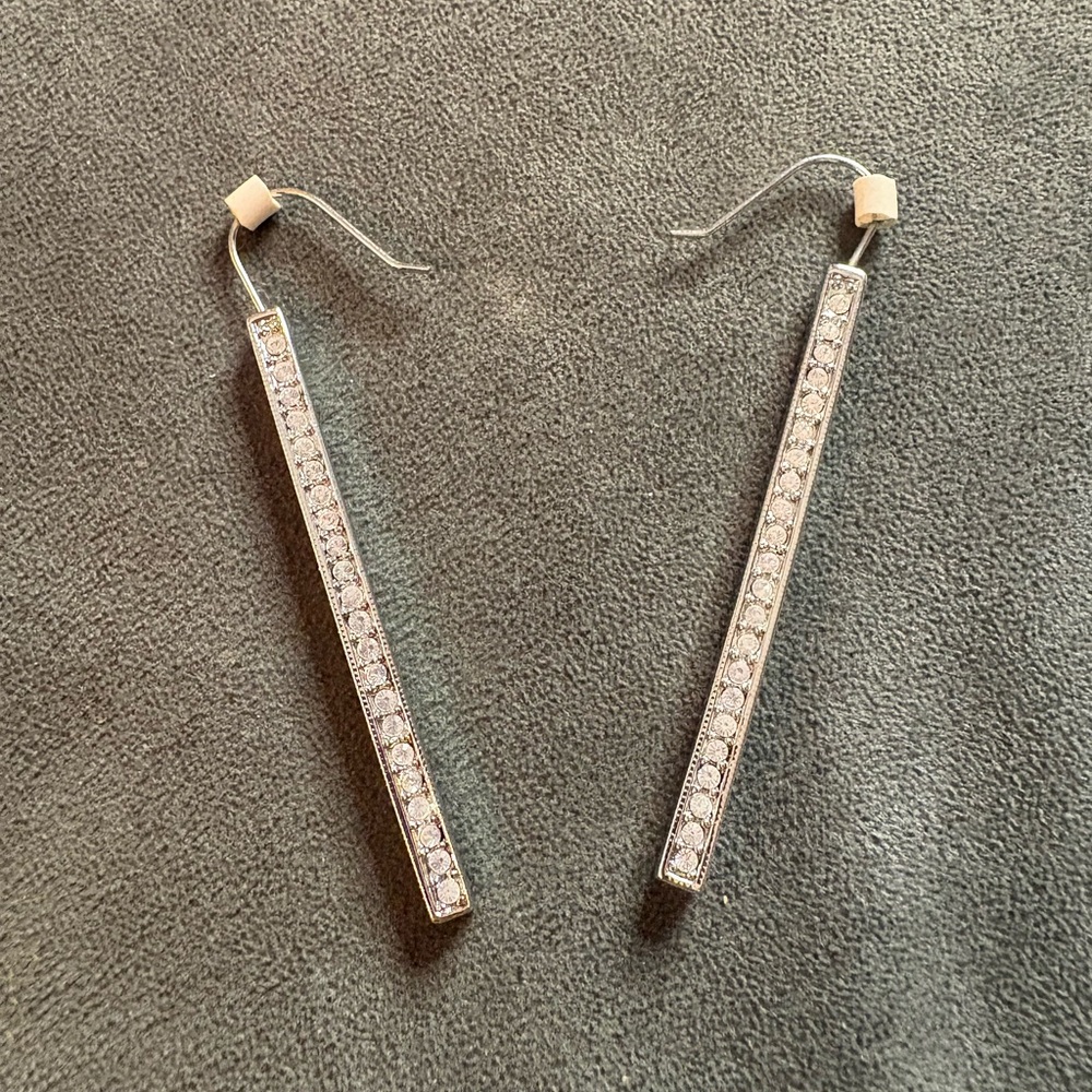 Pavé crystal linear drop earrings